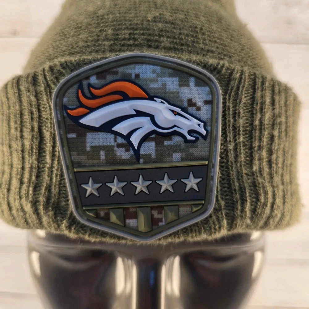 New Era Denver Broncos Salute to Service Beanie Olive Green NFL Knit Hat USA